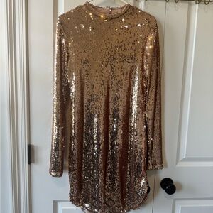 Fashion Nova Rose Gold Sequins Dress